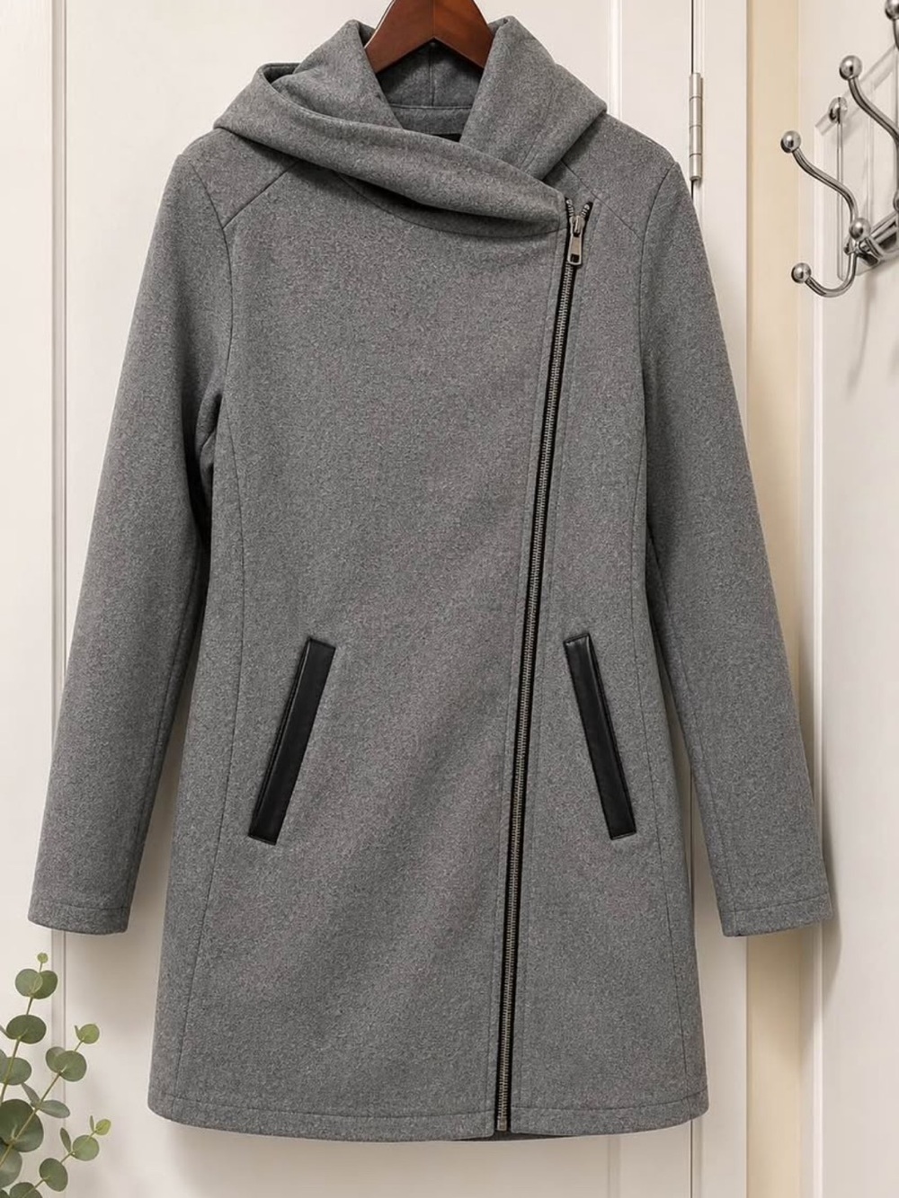 Gray Moto Jacket Asymmetrical Zip Lightweight Women’s Small